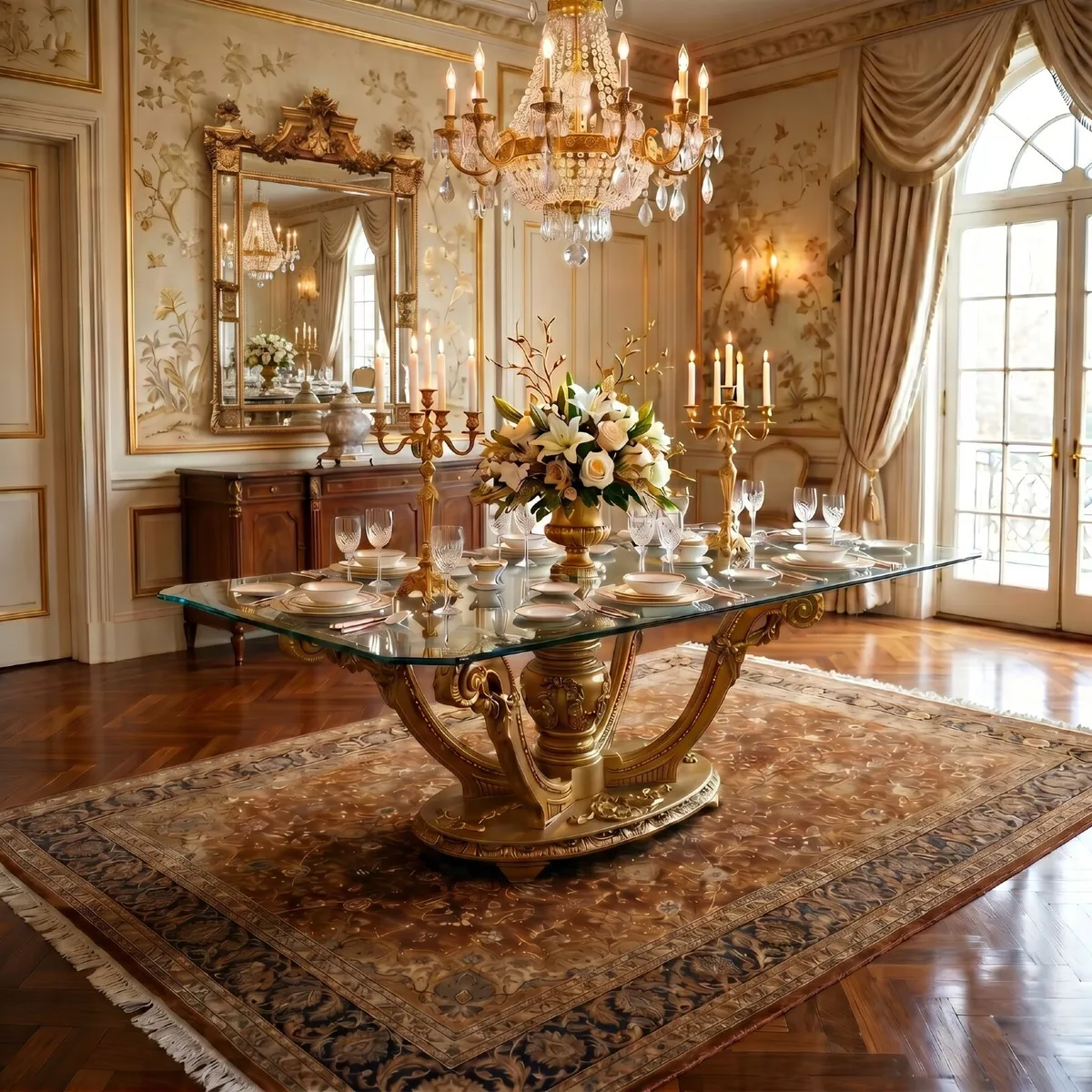 Old glass topped gilt table - Image 1