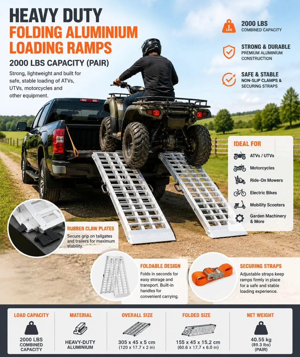 Heavy Duty Aluminium Loading Ramps 305cm Folding - Image 2