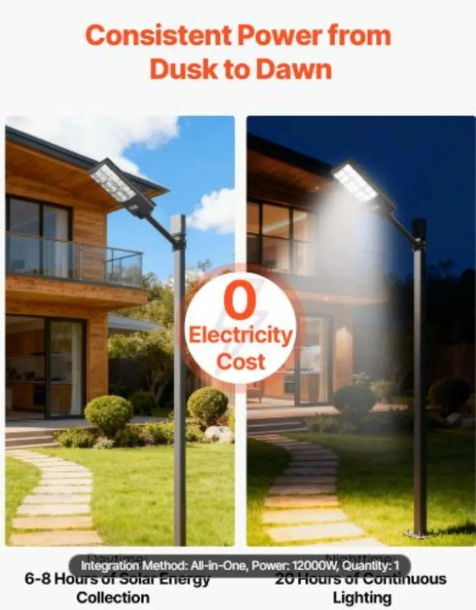 12000W Solar Street Light Outdoor, 900000LM, - Image 2