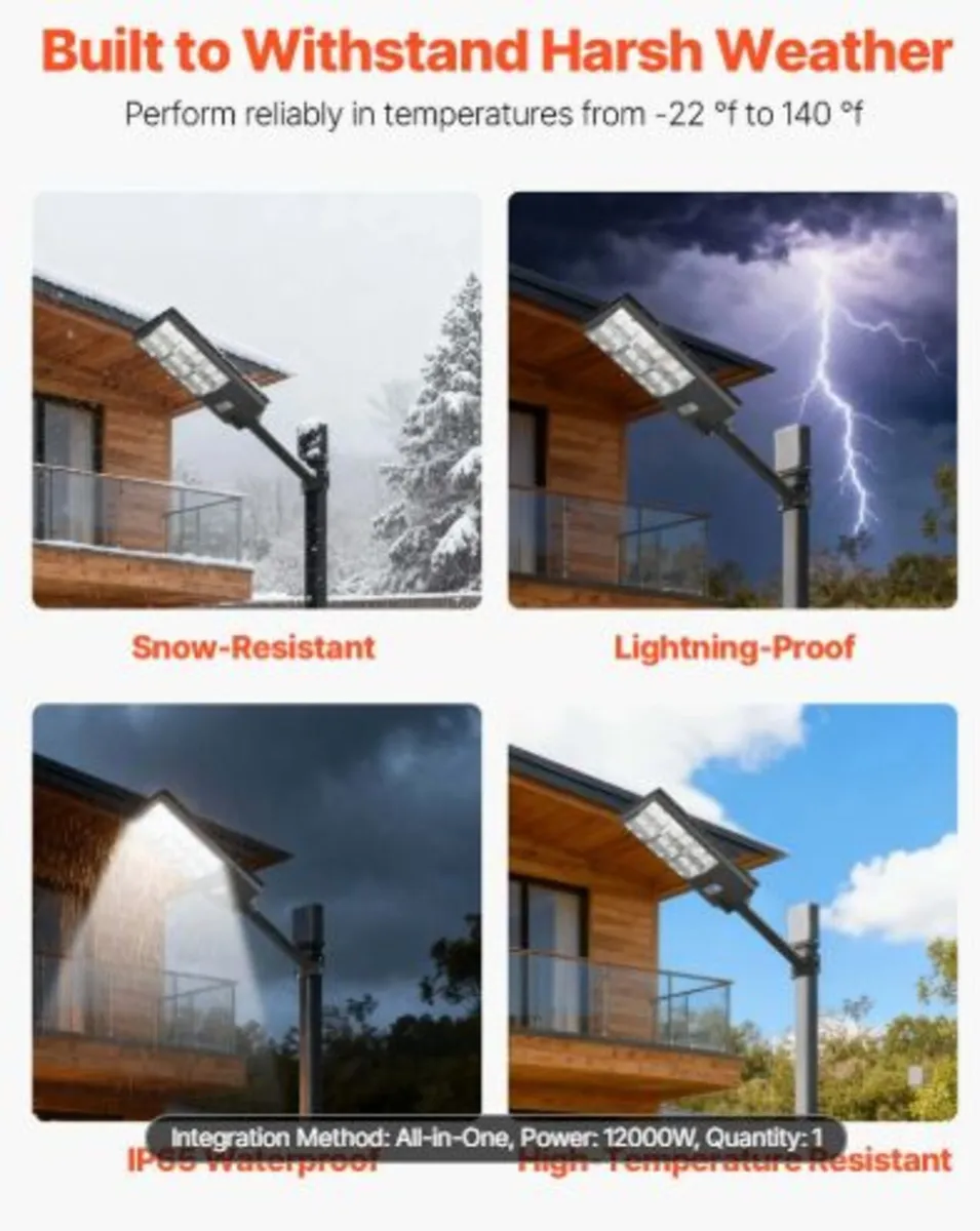 12000W Solar Street Light Outdoor, 900000LM, - Image 4