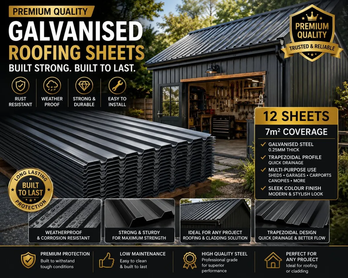 12 Pack Galvanised Trapezoidal Roofing Sheets - Image 2