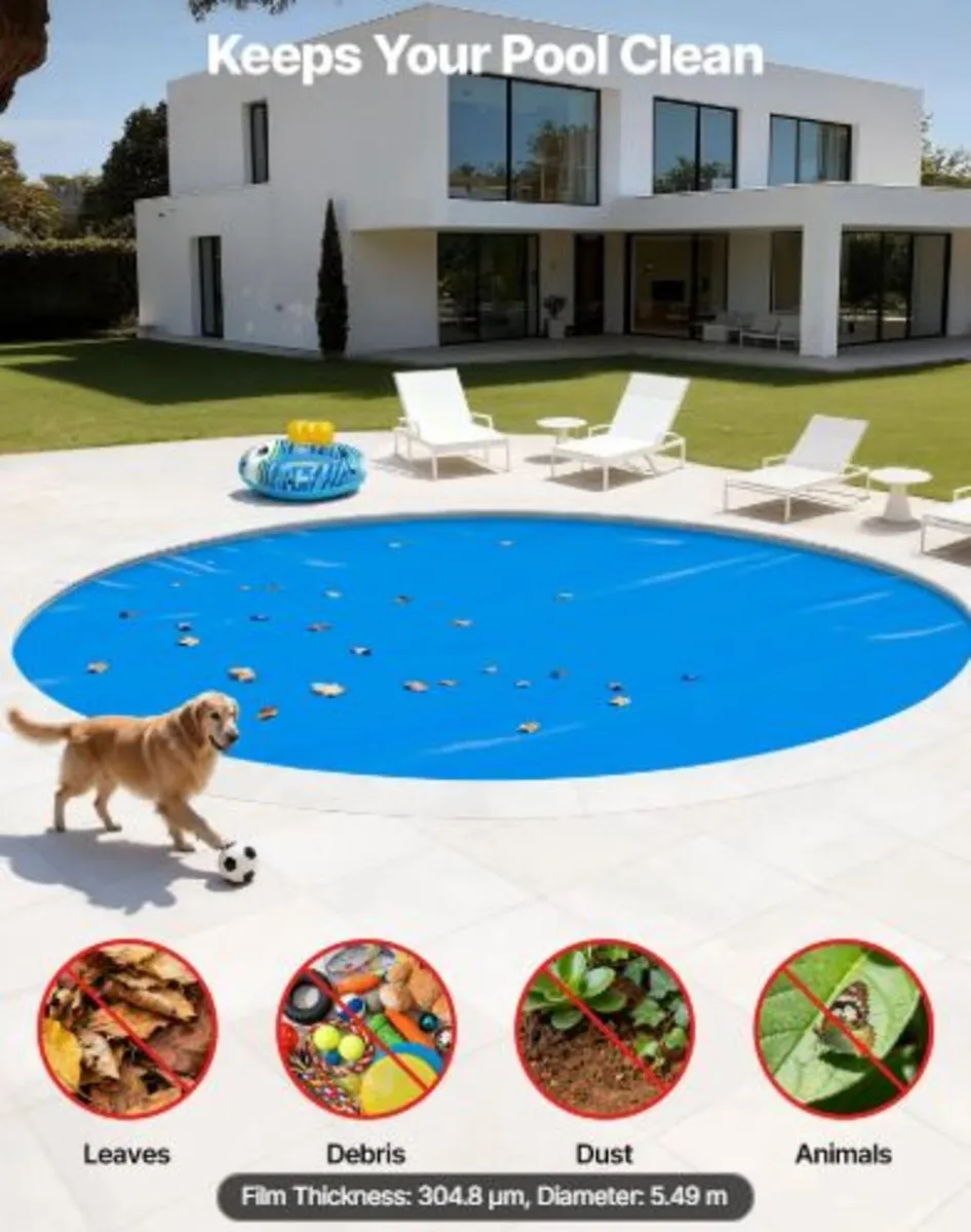 Solar Pool Cover, 5.49m Round Pool Bubble Cover, - Image 4