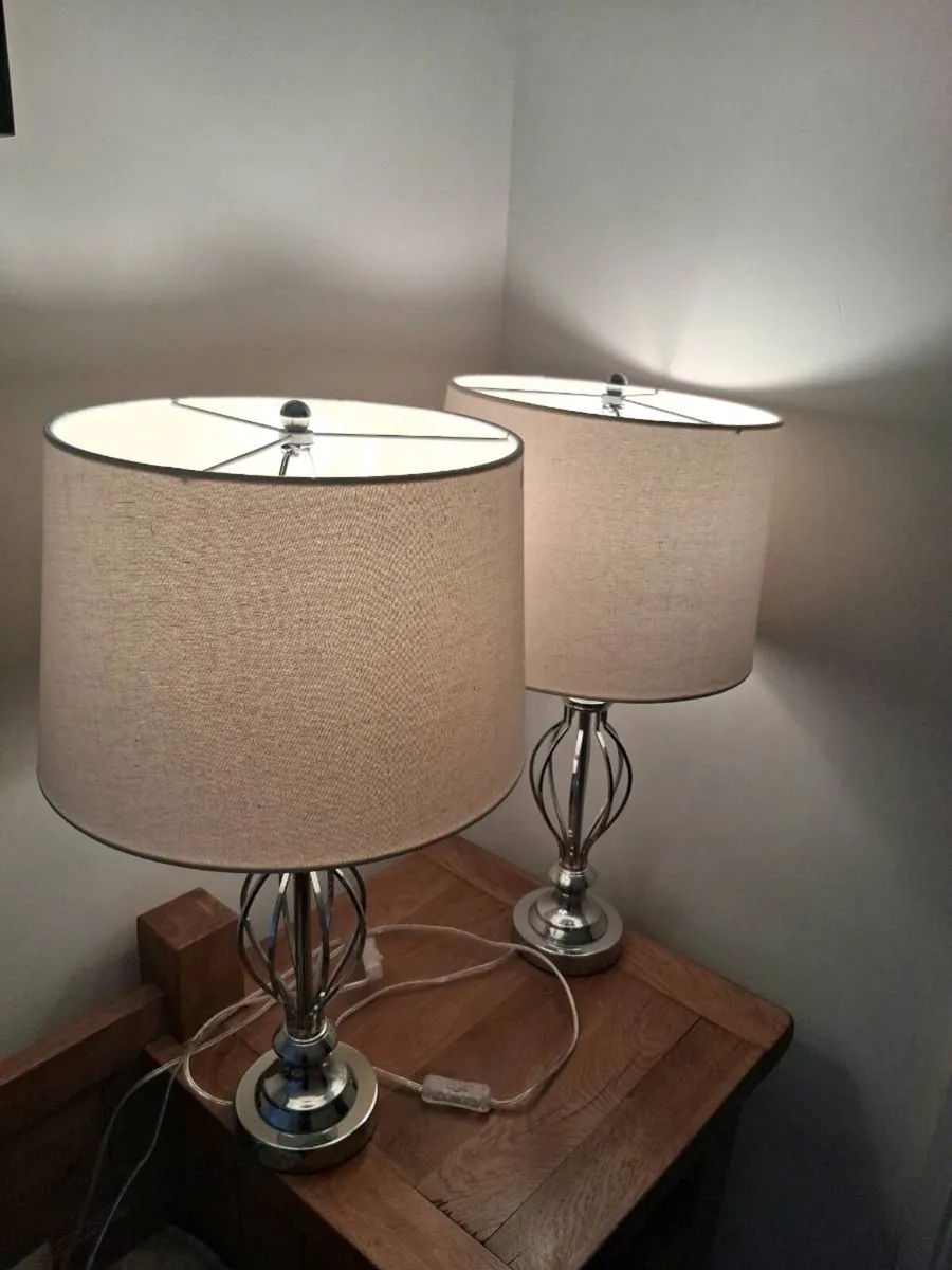 Table Lamps set of two stainless steel with leds - Image 1