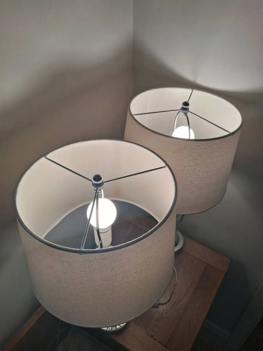Table Lamps set of two stainless steel with leds - Image 3