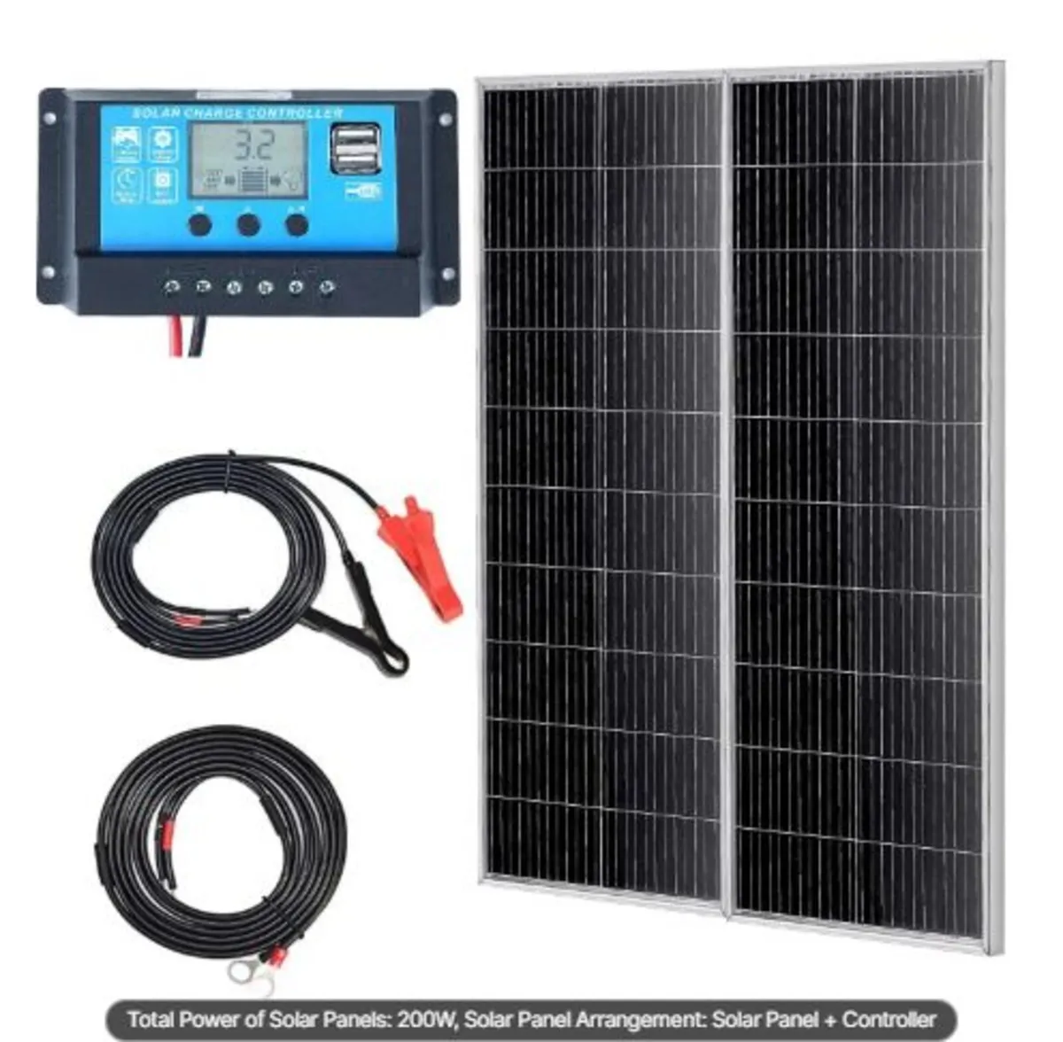 200W Monocrystalline Solar Panel Kit,2PCS Monocry - Image 1