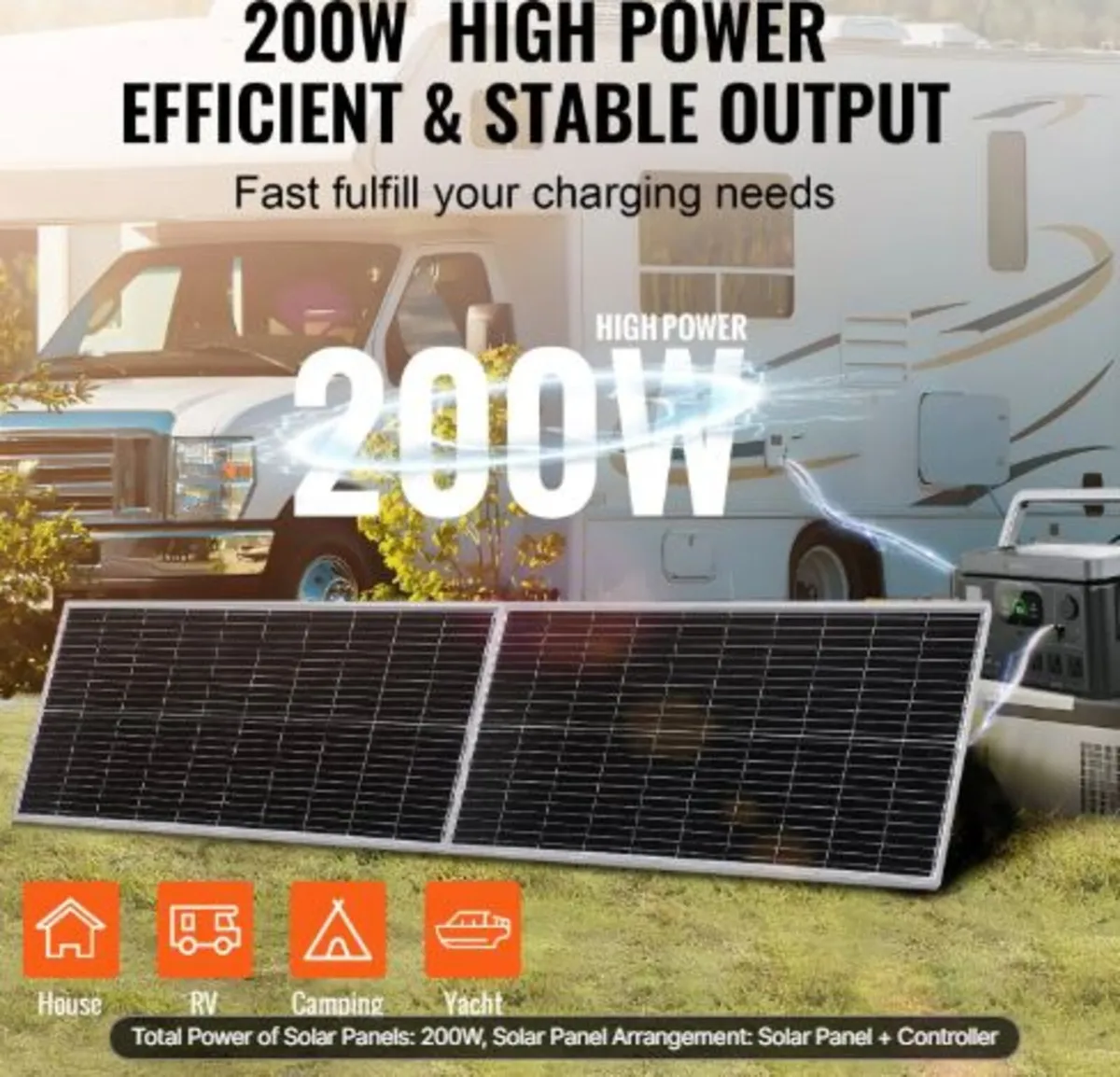 200W Monocrystalline Solar Panel Kit,2PCS Monocry - Image 2