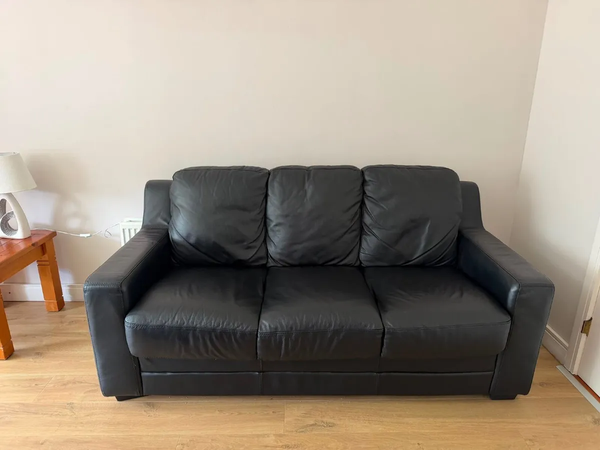 Leather Sofa, armchair and  pouffe - Image 1