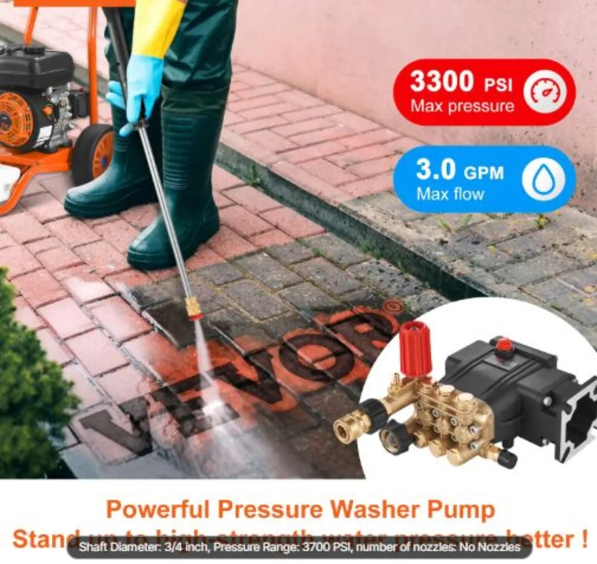 Pressure Washer Pump, 19 mm Shaft Horizontal Trip - Image 1