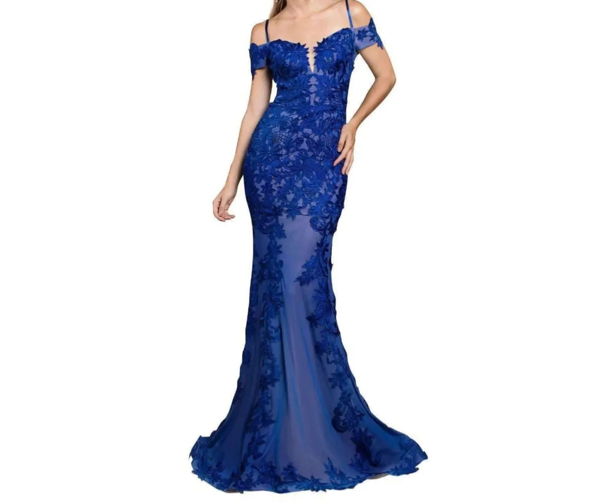 Royal Blue Lace Debs Dress in UK 8 - Image 2