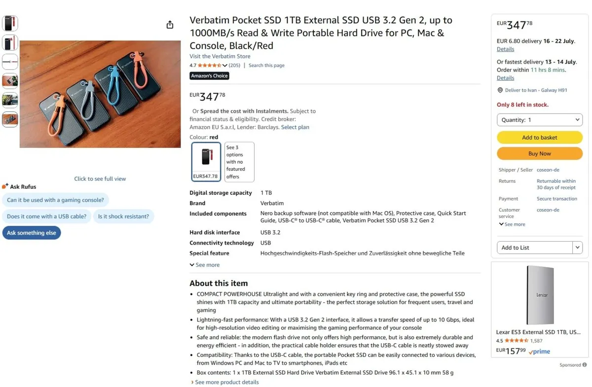 Verbatim Pocket SSD, 1TB, new - Image 4