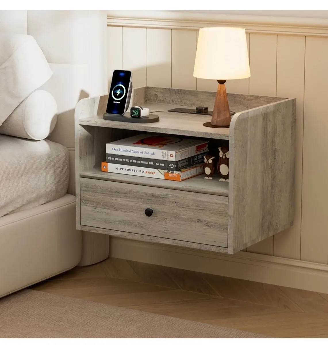 Set of 2 Floating Bedside Tables, Wall Mounted Bed - Image 1