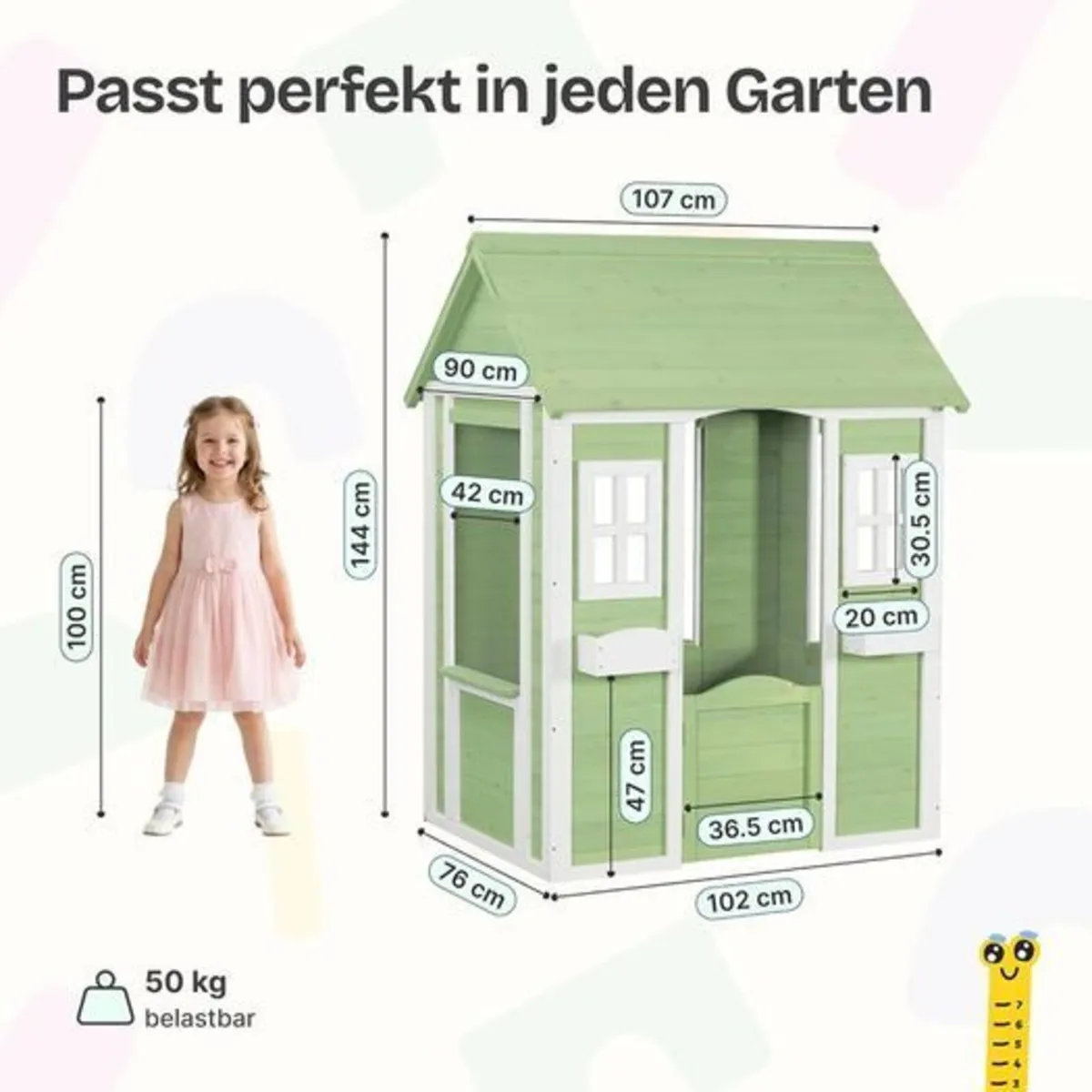 Wooden Kids Garden Playhouse with Planters – 144cm - Image 3