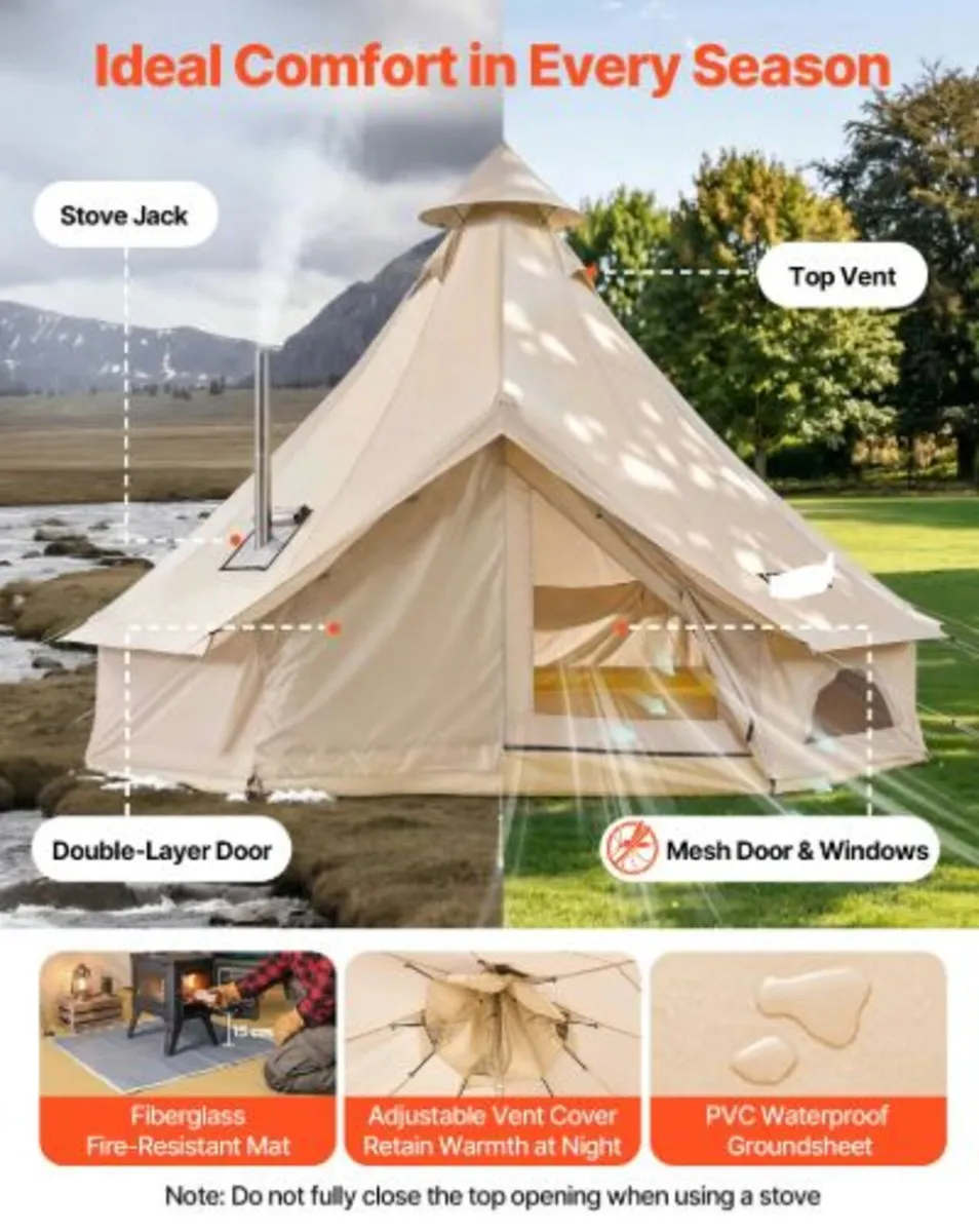 Oxford Bell Tent,4 Seasons 3 m Yurt Tent for Camp - Image 2