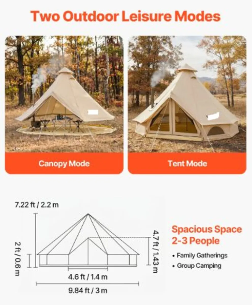 Oxford Bell Tent,4 Seasons 3 m Yurt Tent for Camp - Image 3
