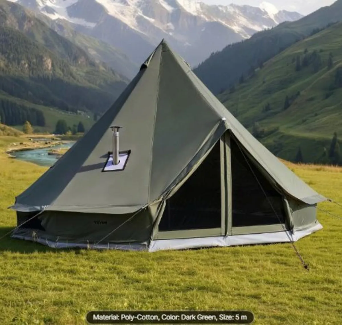 Canvas Bell Tent, 4 Seasons 5 m Yurt Tent for Camp - Image 1