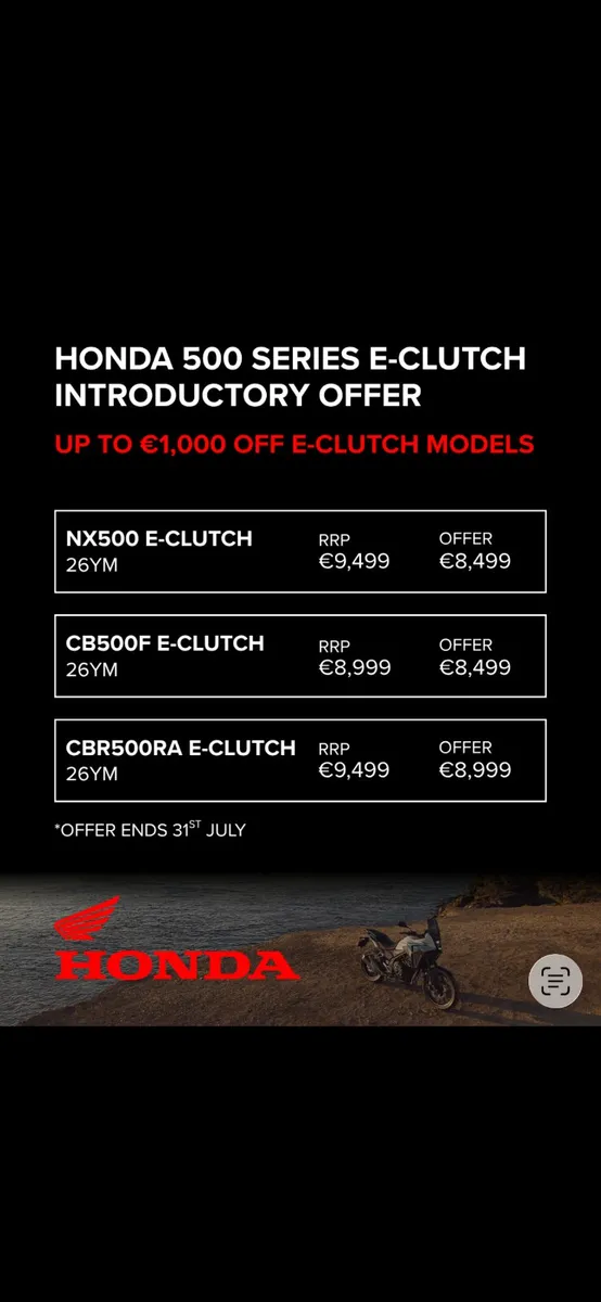 Honda’s Latest 262 Reg Offer @ Doherty Motorcycles - Image 2