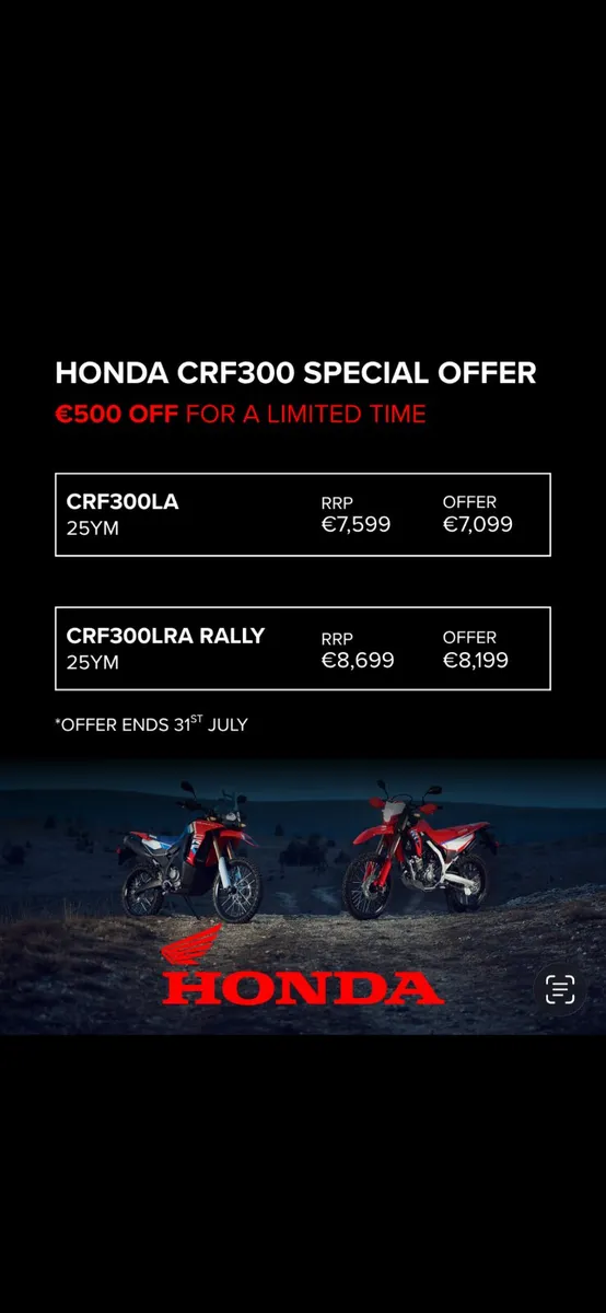 Honda’s Latest 262 Reg Offer @ Doherty Motorcycles - Image 3