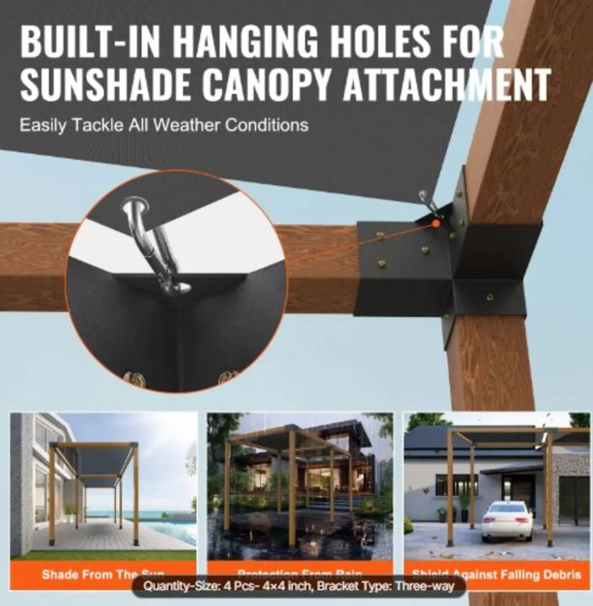 Pergola Bracket Kit 10.2 cm x 10.2 cm, Inner Size - Image 3
