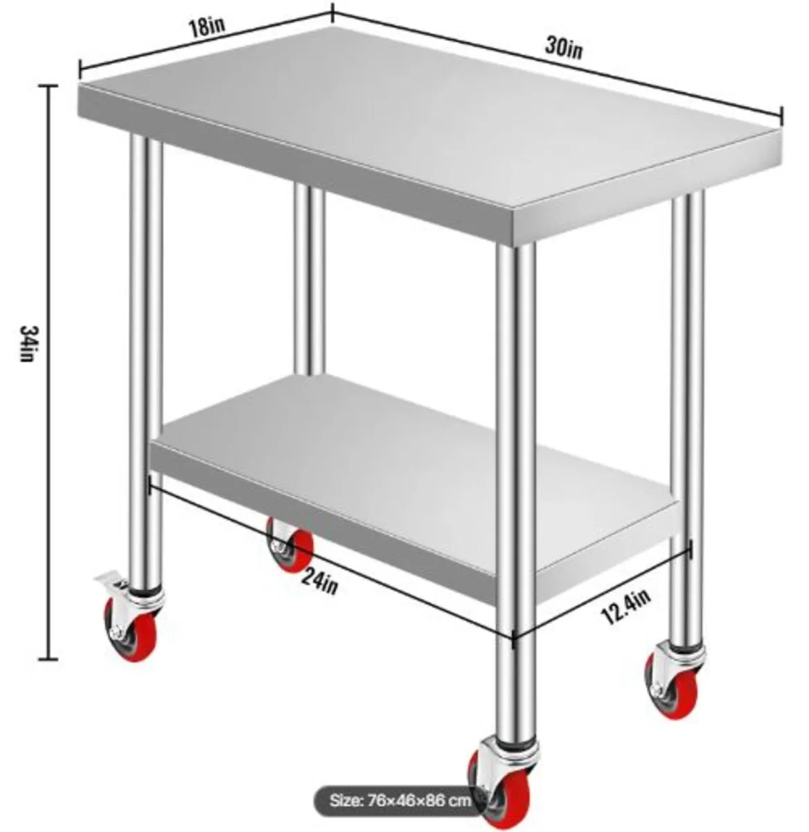 Stainless Steel Work Table 30 x 18 x 34 Inch, 700 - Image 4