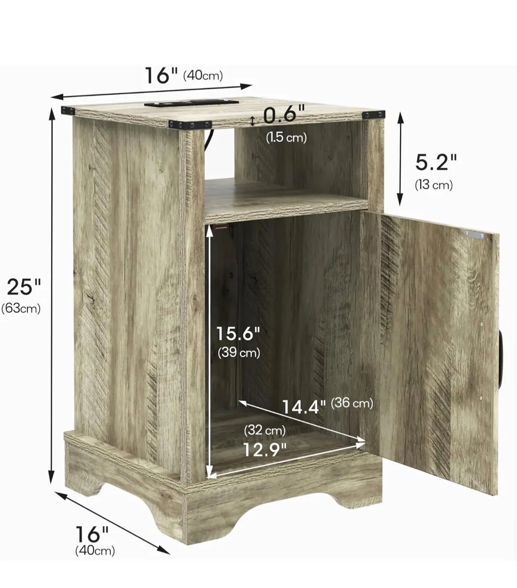2 Bedside Table with Charging Station, 2 AC Outlet - Image 4