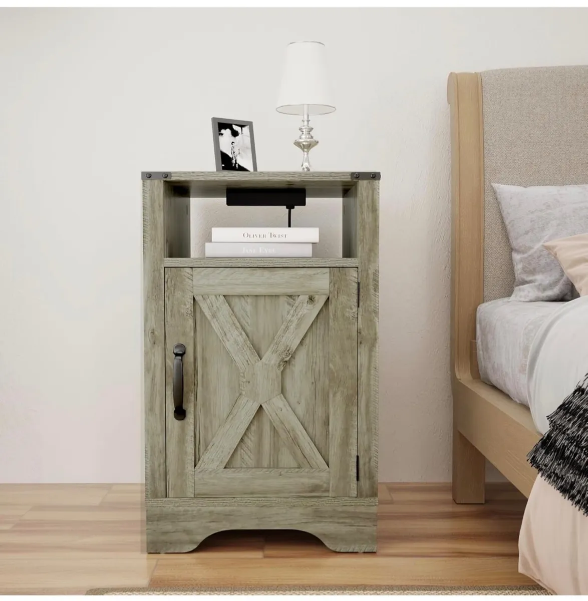 2 Bedside Table with Charging Station, 2 AC Outlet - Image 4