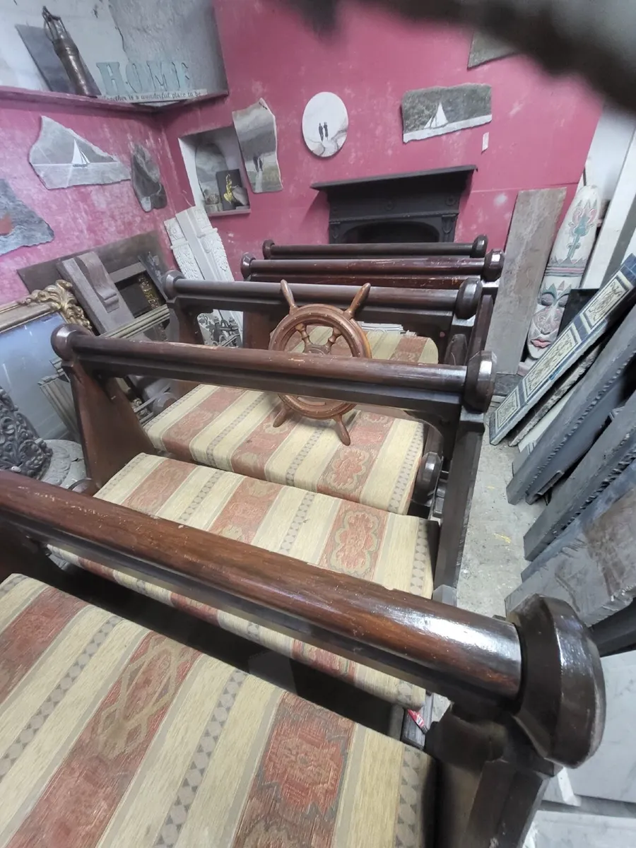 Beautifully carved wooden pews - Image 1