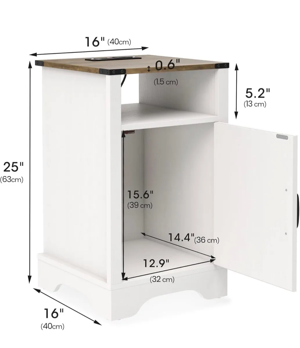 2 Bedside Table with Charging Station, 2 AC Outlet - Image 4