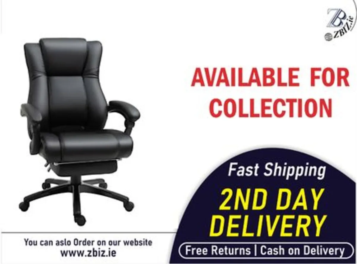 Ergonomic Black Office Chair & Adjustable Footrest - Image 1