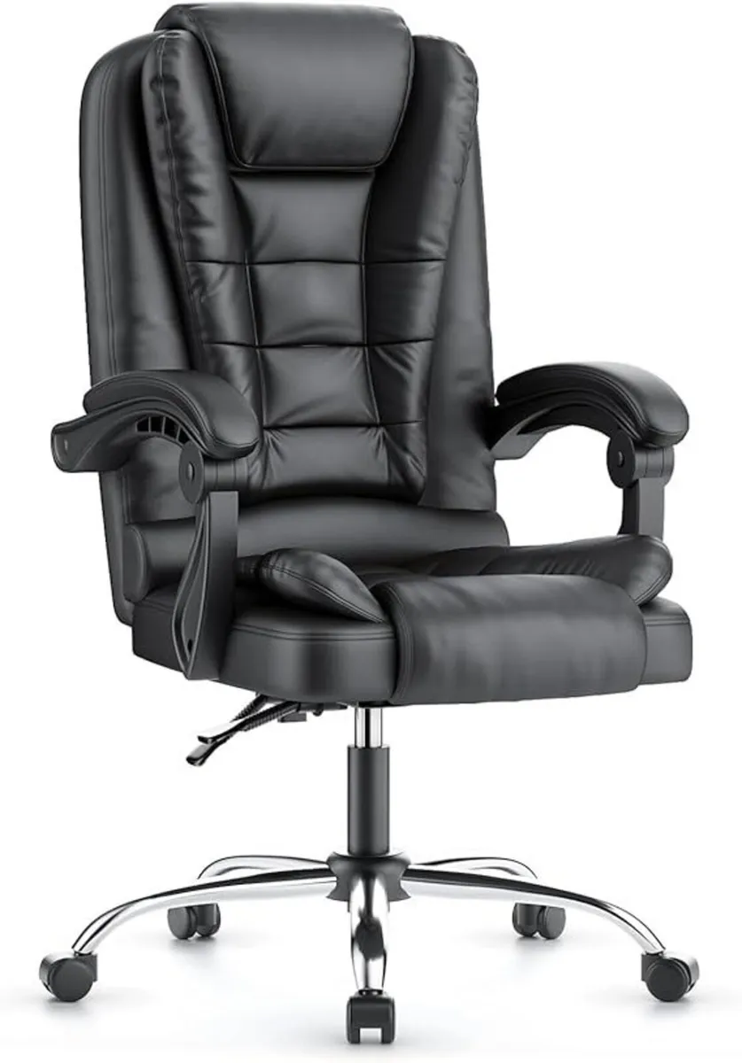 Ergonomic Black Office Chair & Adjustable Footrest - Image 3