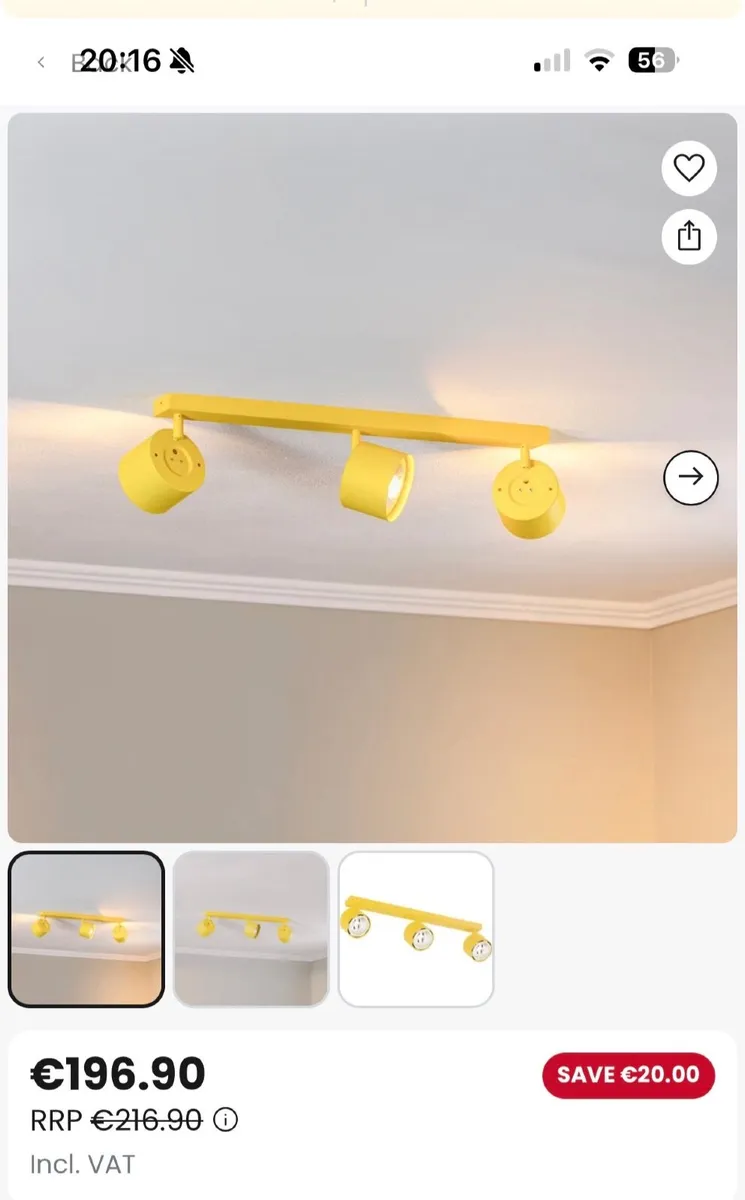 Ceiling lights yellow metsl