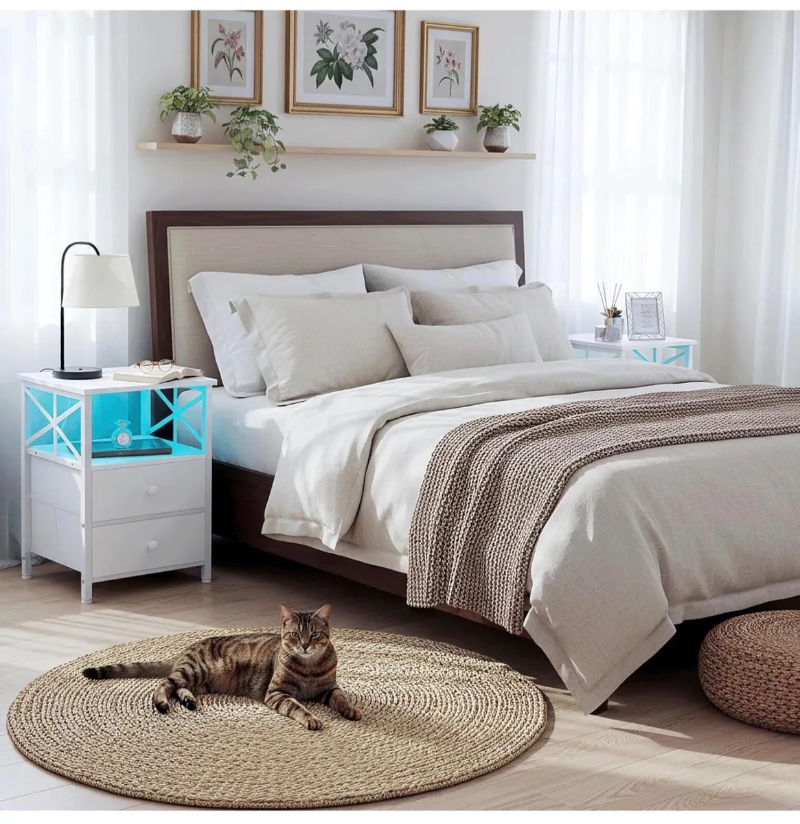 Bedside Table Set of 2, Side Table with Charging S - Image 4