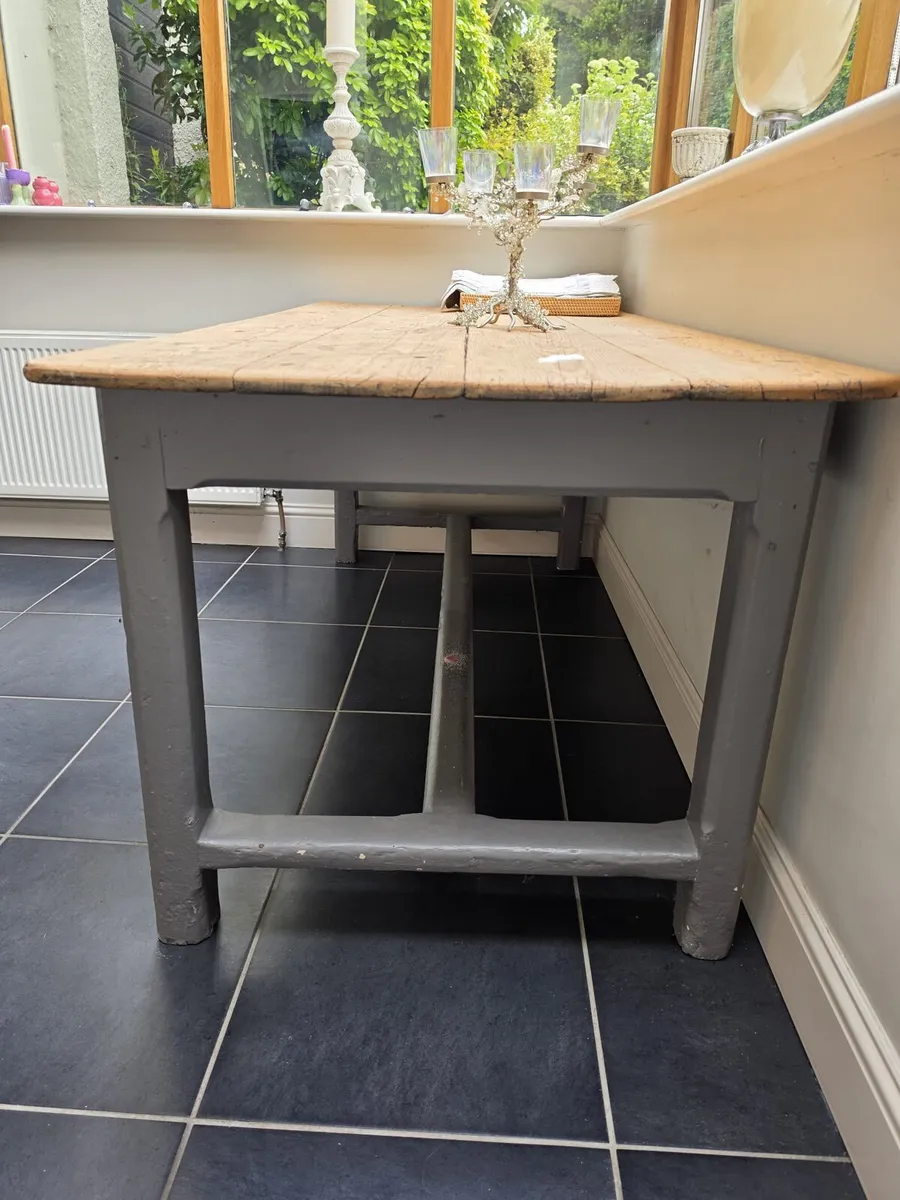 Antique pitch pine vernacular kichen table. - Image 2