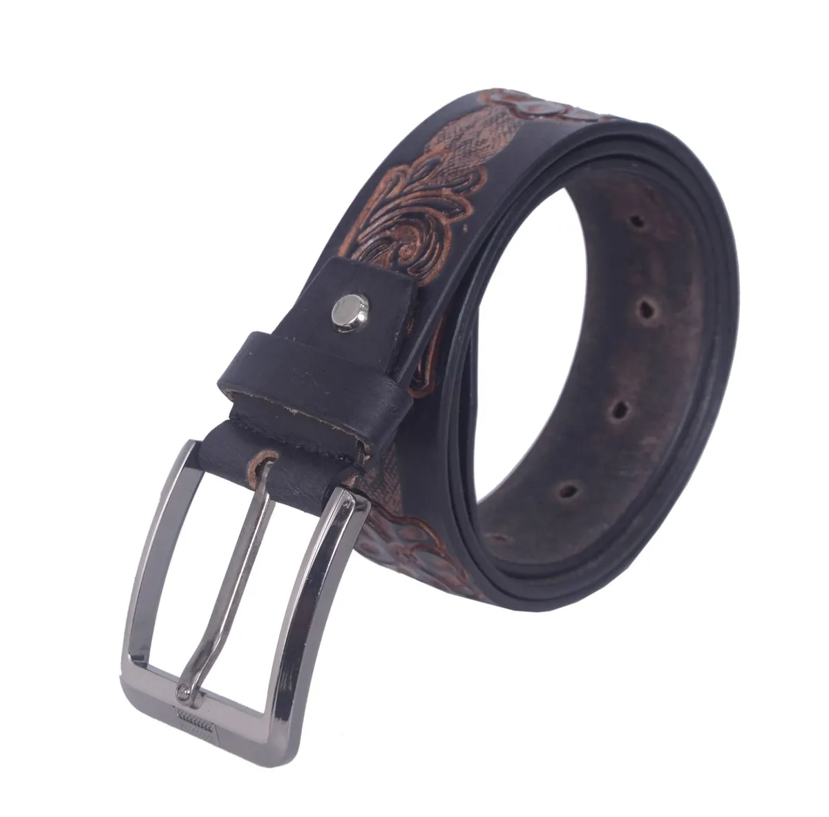 Genuine Leather Belt Vintage Floral Western Belt - Image 2