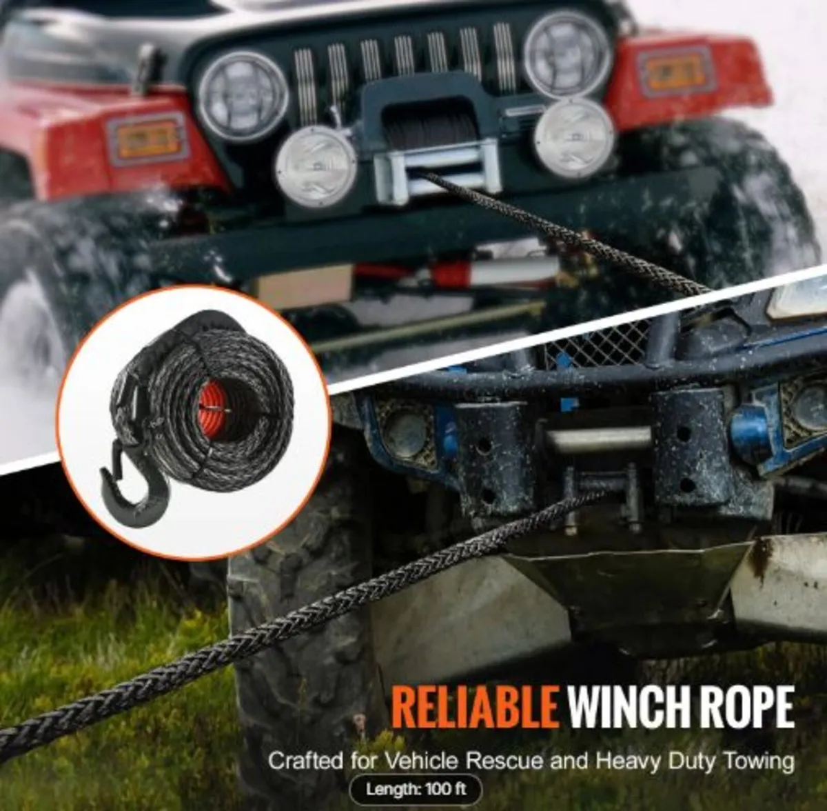 Synthetic Winch Rope, 9.5 mm x 30.48 m 12,020 kg - Image 4