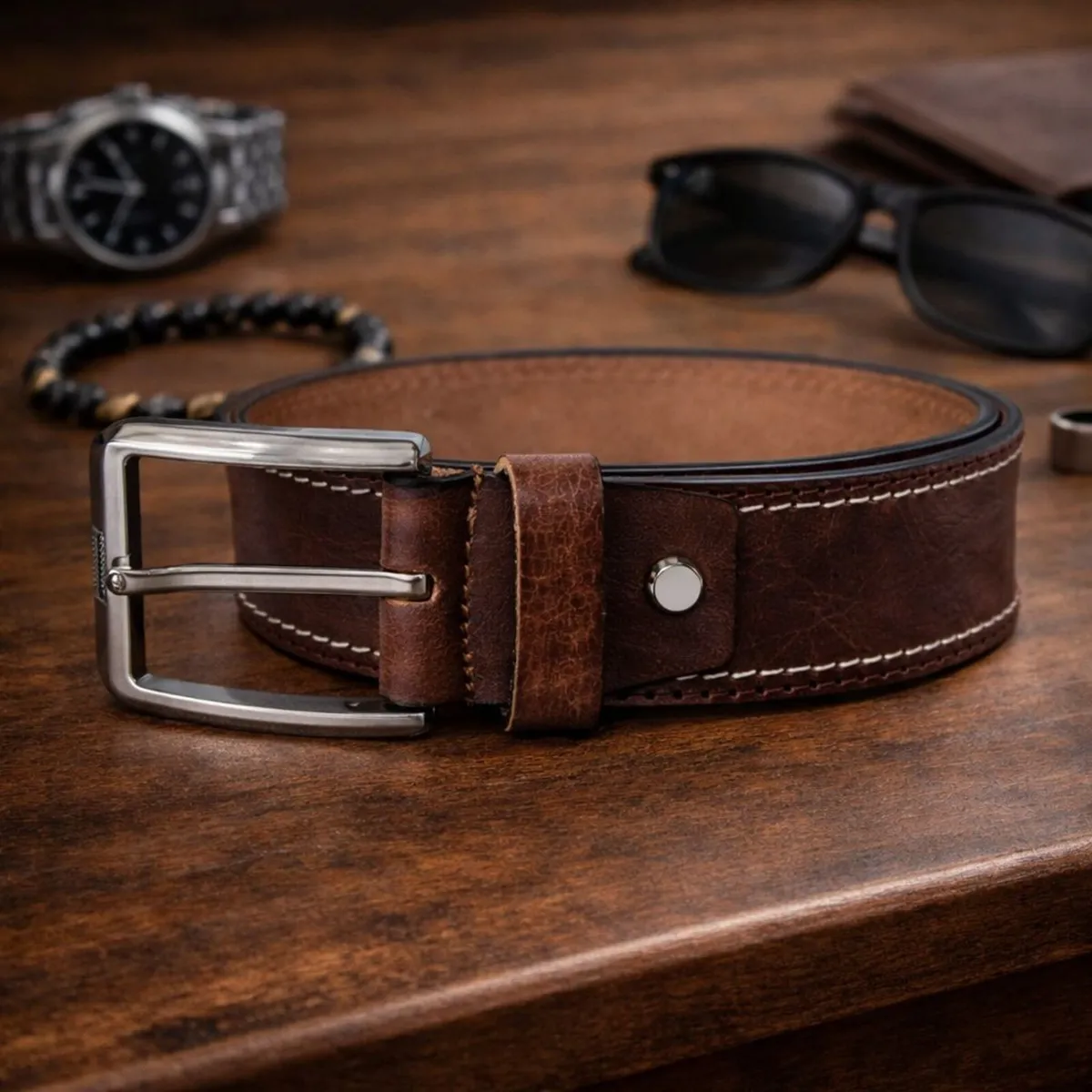 Genuine Leather Belt Classic Handmade Durable Belt - Image 3