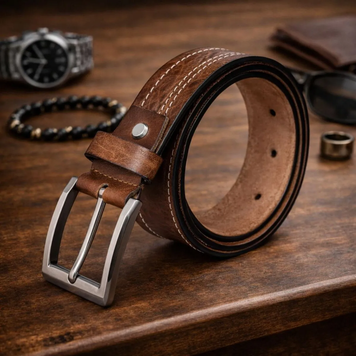 Genuine Leather Belt Classic Handmade Durable Belt - Image 1