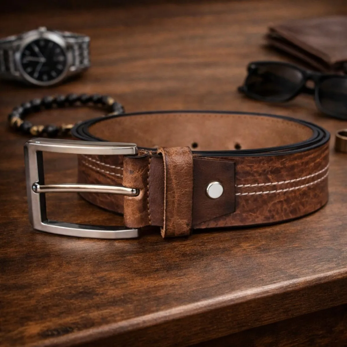 Genuine Leather Belt Classic Handmade Durable Belt - Image 2