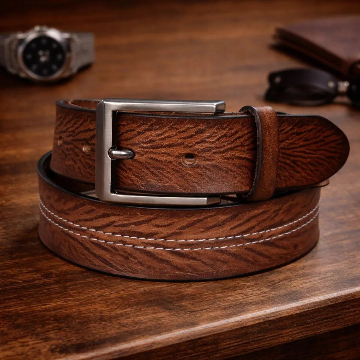 Genuine Leather Belt Classic Handmade Durable Belt - Image 3