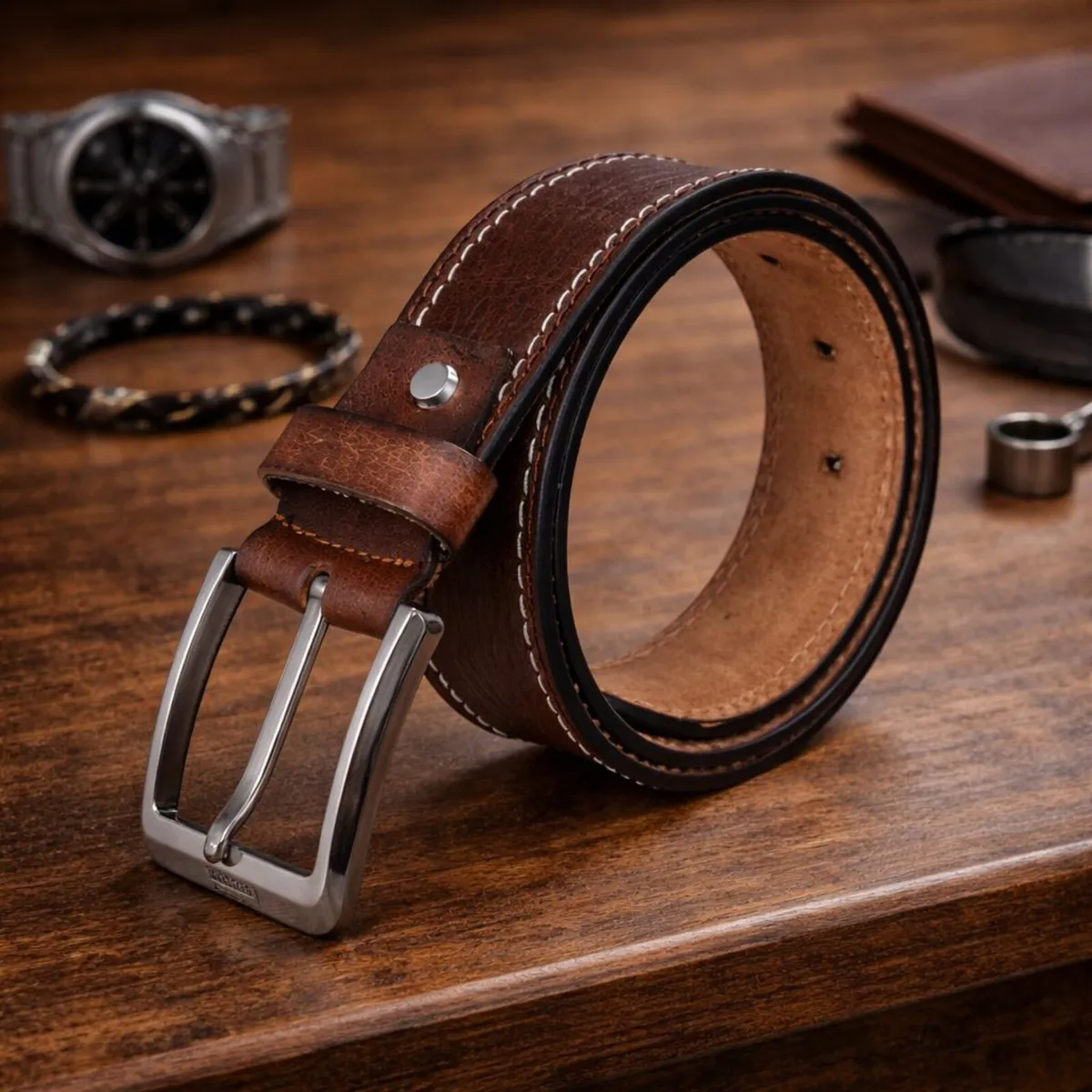 Genuine Leather Belt Classic Handmade Durable Belt - Image 1