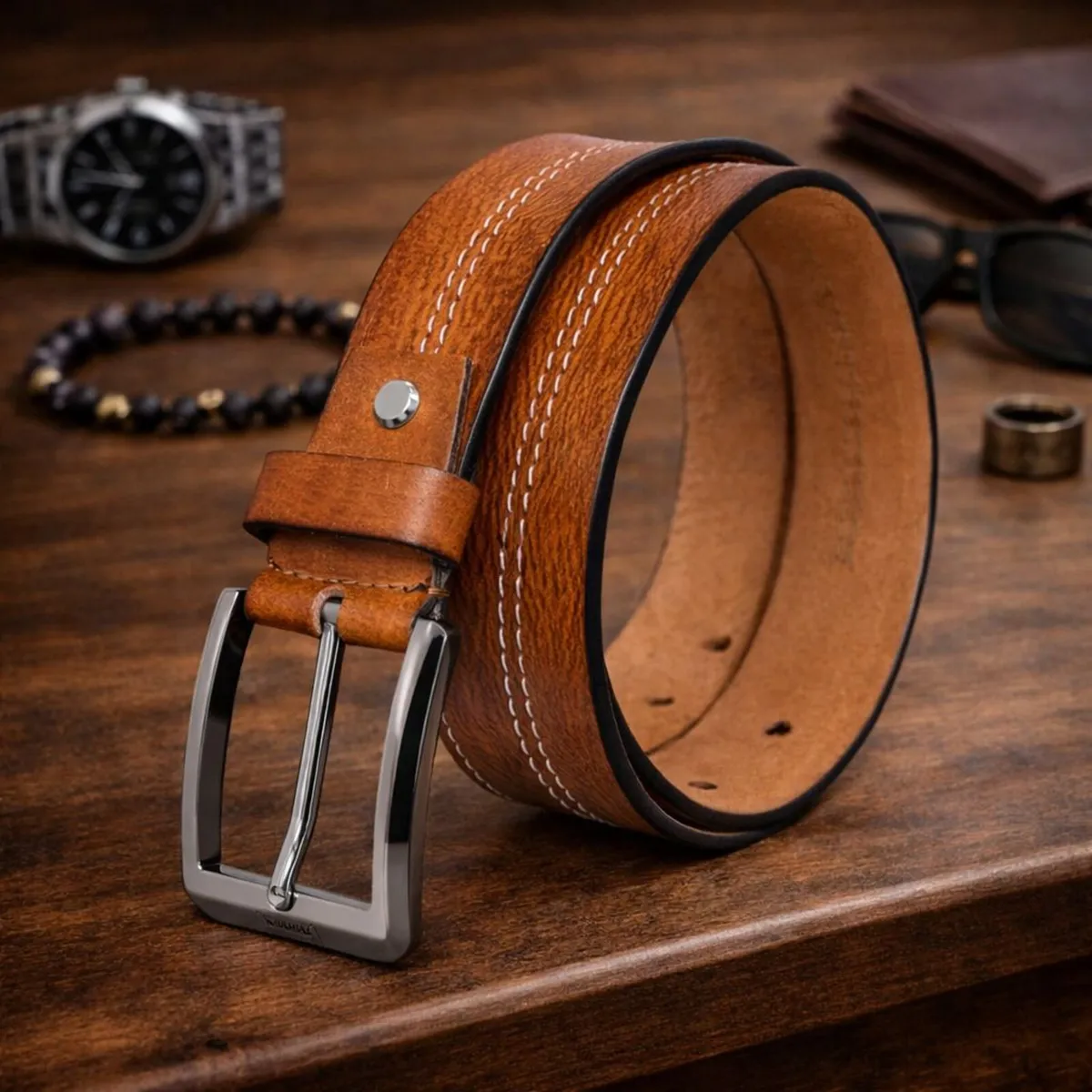 Genuine Leather Belt Classic Handmade Durable Belt - Image 1