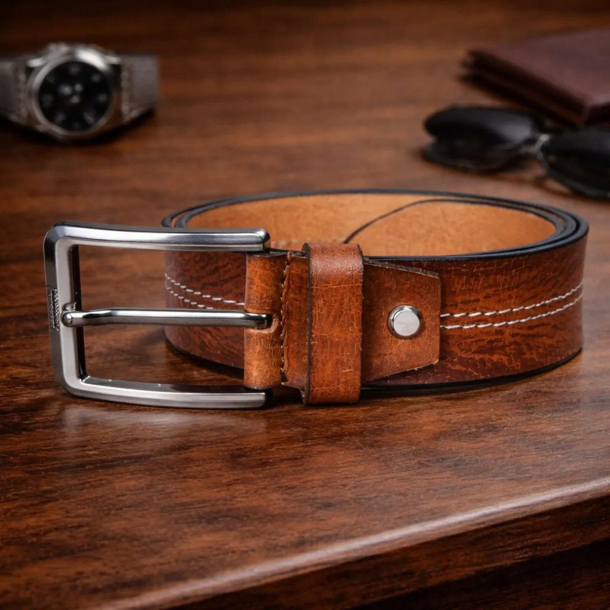 Genuine Leather Belt Classic Handmade Durable Belt - Image 3
