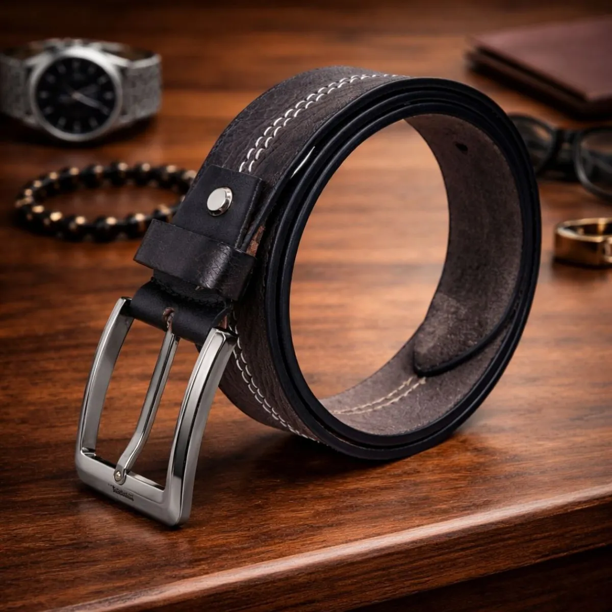 Genuine Leather Belt Classic Handmade Durable Belt - Image 1