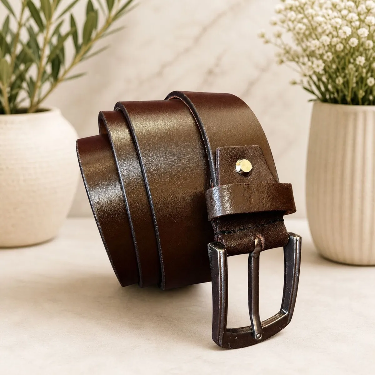 Genuine Leather Belt Classic Handmade Durable Belt - Image 4