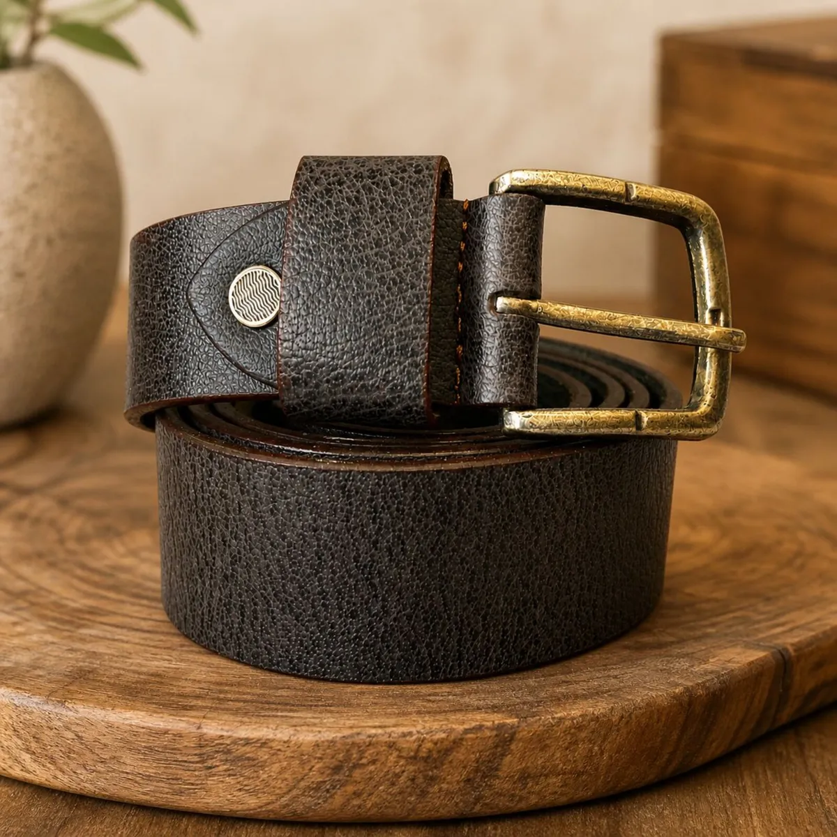Genuine Leather Belt Classic Handmade Durable Belt - Image 1
