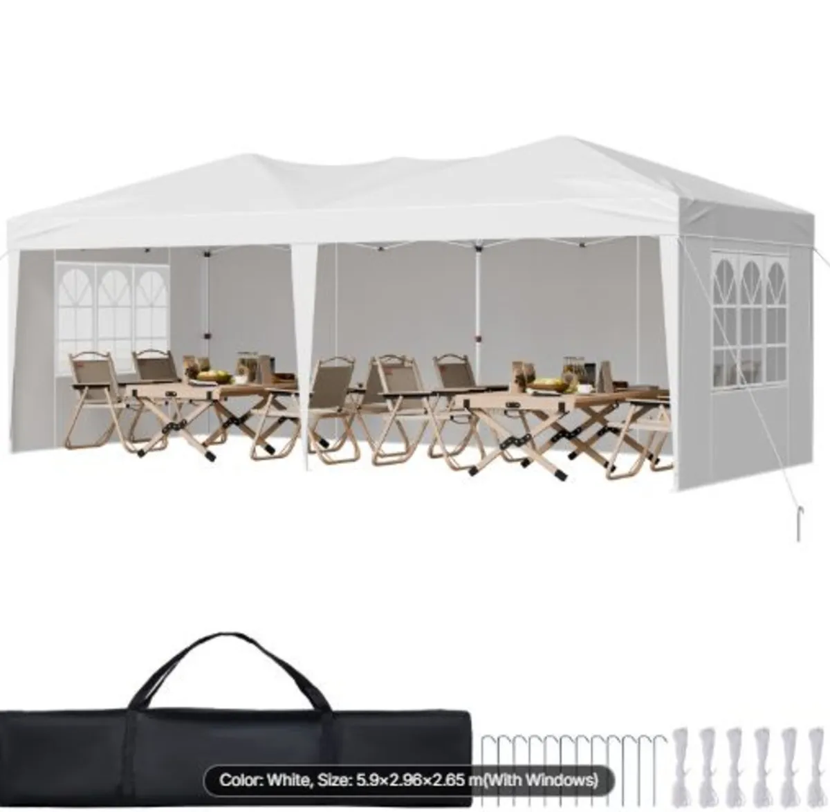 Pop Up Canopy, 5.9 x 2.96m Instant Canopy Portable - Image 1