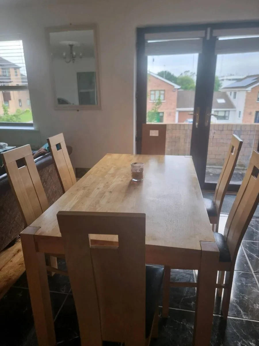 Beautiful  solid Beech table and 6  modern chairs. - Image 4