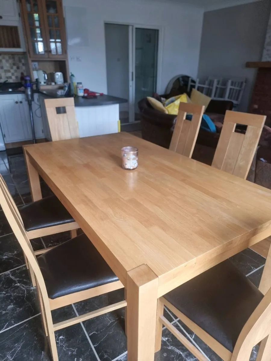 Beautiful  solid Beech table and 6  modern chairs. - Image 3