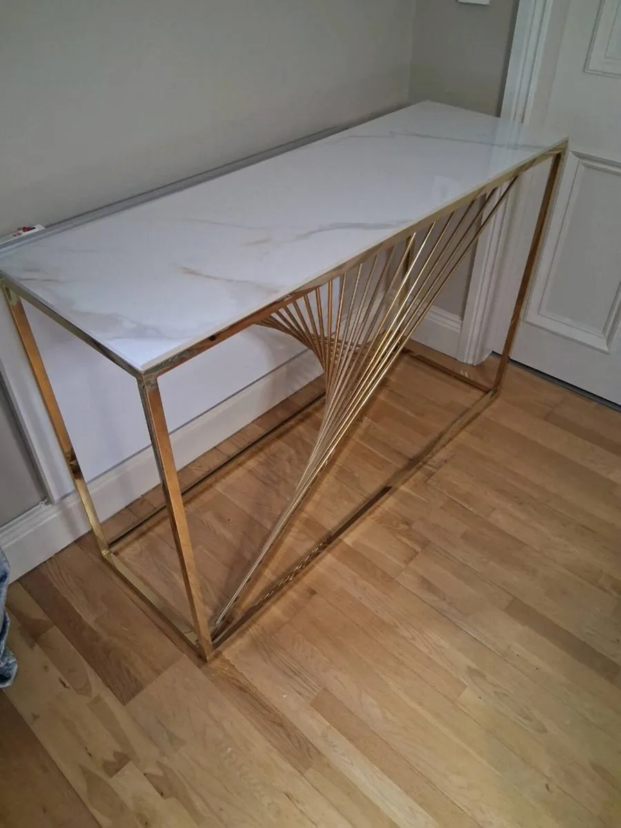 Modern Console Table Marble and Gold Effect - Image 1
