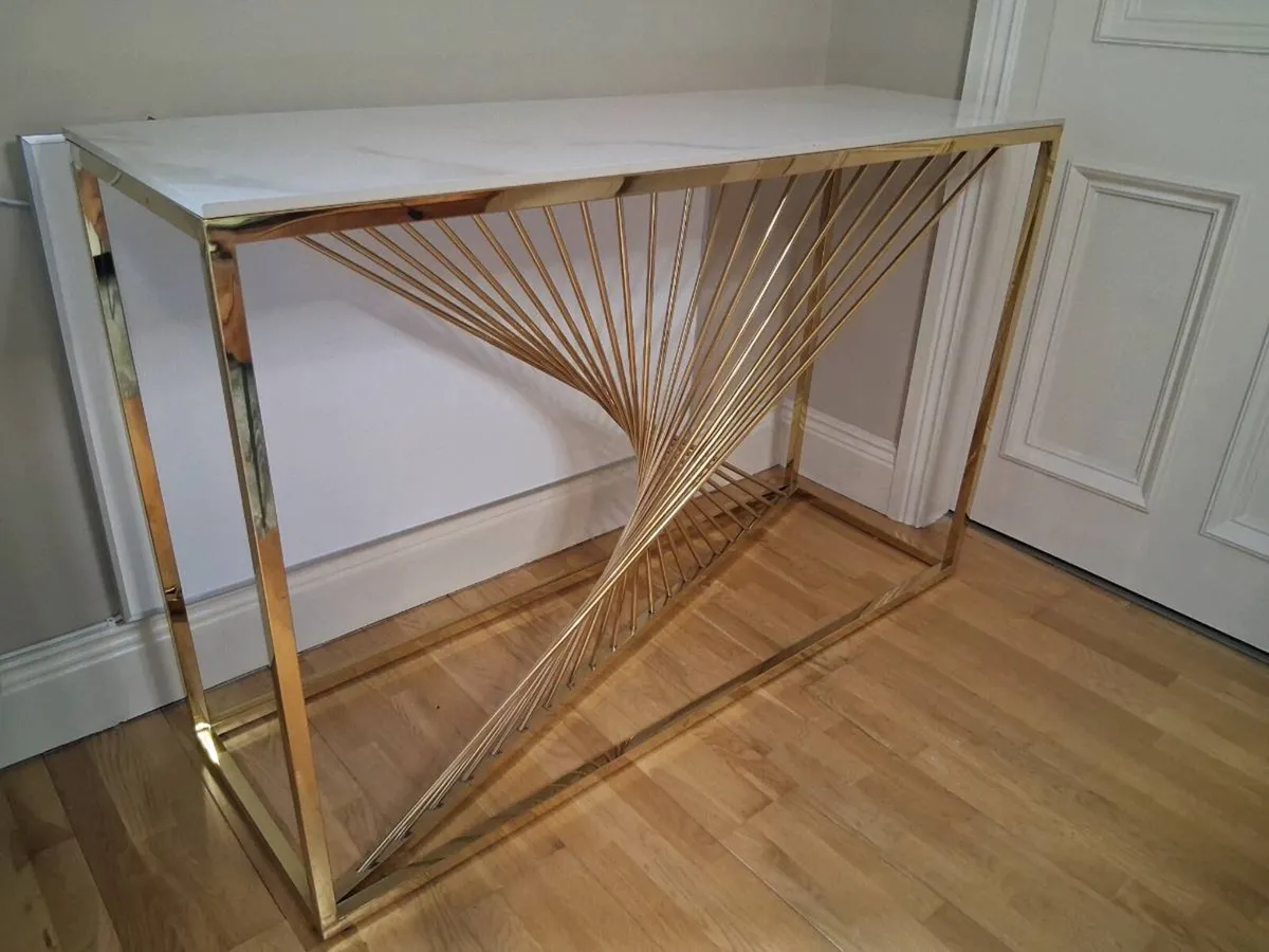 Modern Console Table Marble and Gold Effect - Image 2