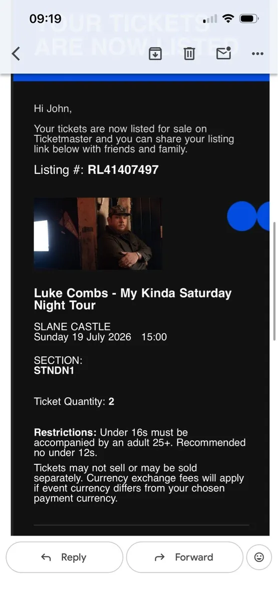 Luke combs tickets Slane castle - Image 2
